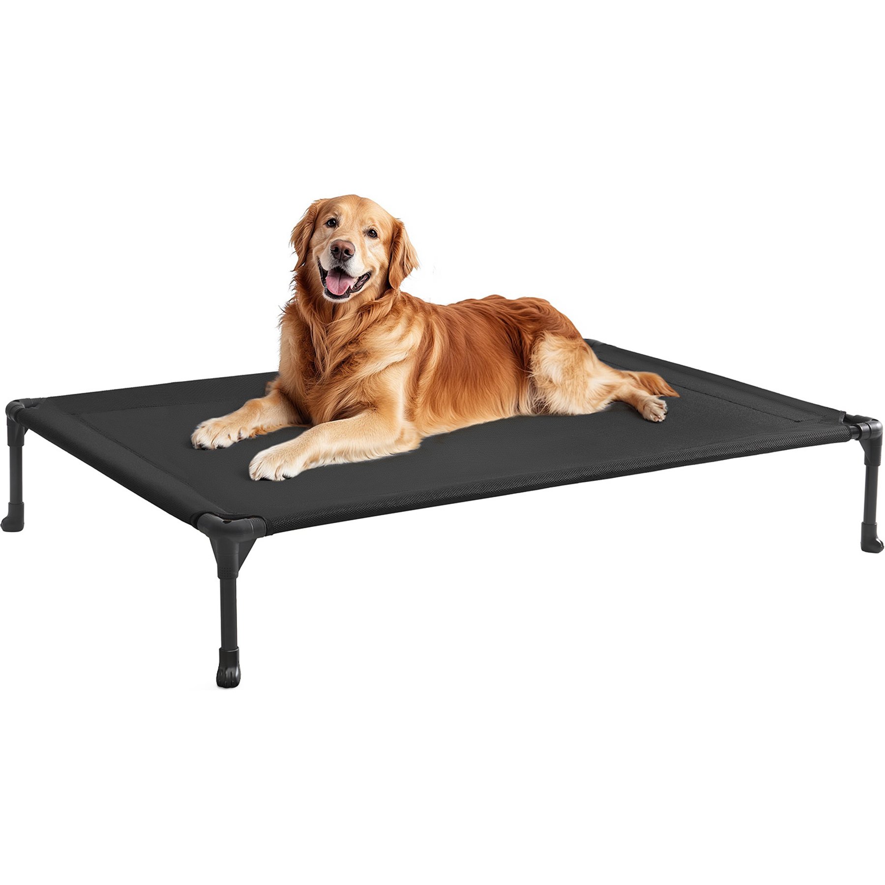 Veehoo Washable Breathable Mesh Hammock Elevated Dog Cot Bed with No-Slip Feet, Black, XX-Large