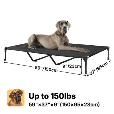 Show full view: Veehoo Washable Breathable Mesh Hammock Elevated Dog Cot Bed with No-Slip Feet, Black, XXXXX-Large slide 2 of 8