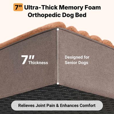 Show full view: Veehoo Orthopedic Memory Foam Elevated Dog Bed with Removable Cover, Brown, Large slide 5 of 7