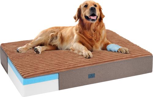 Show full view: Veehoo Orthopedic Memory Foam Elevated Dog Bed with Removable Cover, Brown, Large slide 3 of 7