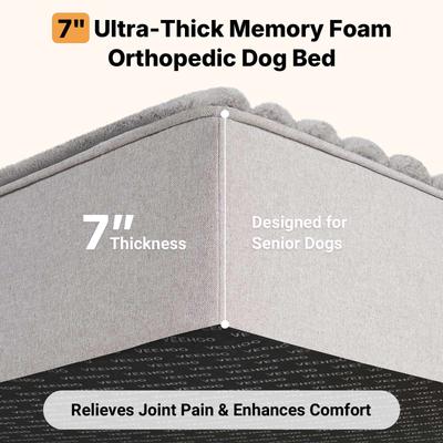 Show full view: Veehoo Orthopedic Memory Foam Elevated Dog Bed with Removable Cover, Grey, X-Large slide 5 of 7
