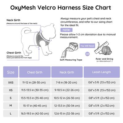 Show full view: Bella & Pal OxyMesh Velcro Step-in Harness & Leash Set, Lavender, Small slide 5 of 7