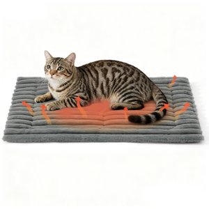 Bedsure Corduroy Fleece Self-Warming Cat & Dog Bed, Grey, Small