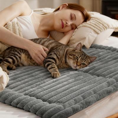 Show full view: Bedsure Corduroy Fleece Self-Warming Cat & Dog Bed, Grey, Small slide 6 of 7