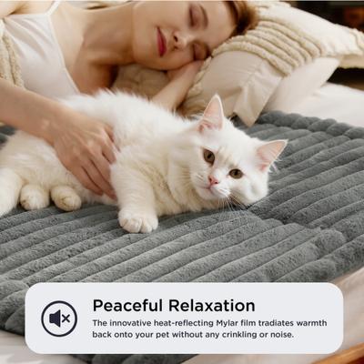 Show full view: Bedsure Corduroy Fleece Self-Warming Cat & Dog Bed, Grey, Medium slide 6 of 7