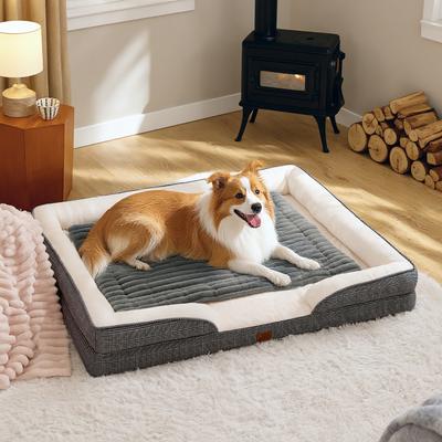 Show full view: Bedsure Corduroy Fleece Self-Warming Cat & Dog Bed, Grey, Large slide 7 of 8