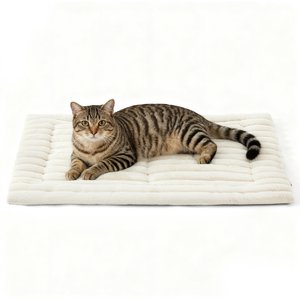Bedsure Corduroy Fleece Self-Warming Cat & Dog Bed, Beige, Small