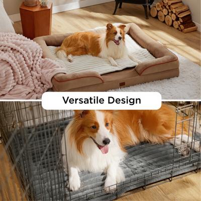 Show full view: Bedsure Corduroy Fleece Self-Warming Cat & Dog Bed, Beige, Large slide 4 of 8