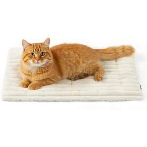 Bedsure Corduroy Fleece Self-Warming Cat & Dog Bed, Beige, Medium