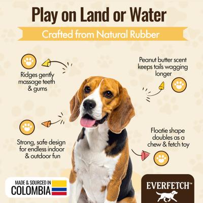 Show full view: EVERFETCH Natural Rubber Avocado Pool Floatie Peanut Butter Scented Dog Chew Toy slide 3 of 6
