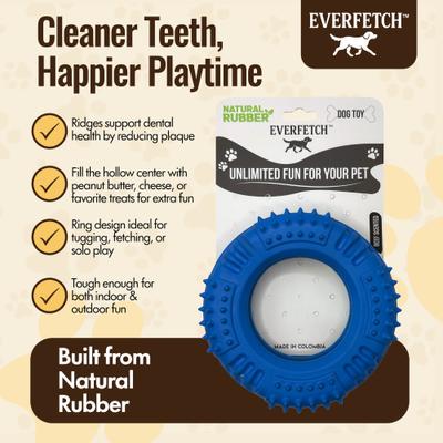 Show full view: EVERFETCH Natural Rubber Lickable Dental Ring Beef Scented Dog Chew Toy slide 4 of 7