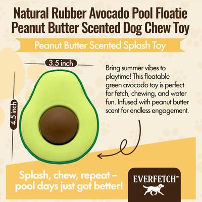 Show full view: EVERFETCH Natural Rubber Avocado Pool Floatie Peanut Butter Scented Dog Chew Toy slide 2 of 6