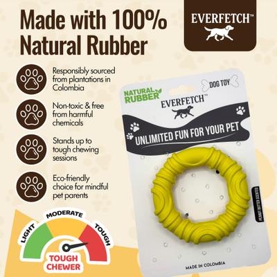 Show full view: EVERFETCH Natural Rubber Dental Ring Peanut Butter Scented Dog Chew Toy slide 4 of 6