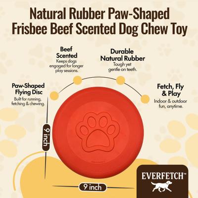 Show full view: EVERFETCH Natural Rubber Paw-Shaped Frisbee Beef Scented Dog Chew Toy slide 2 of 7