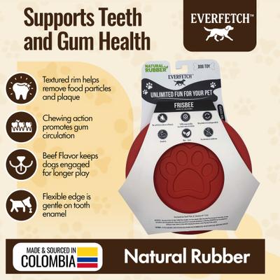 Show full view: EVERFETCH Natural Rubber Paw-Shaped Frisbee Beef Scented Dog Chew Toy slide 3 of 7