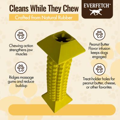 Show full view: EVERFETCH Natural Rubber Textured Dental Stick Peanut Butter Scented Dog Chew Toy slide 4 of 7