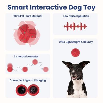 Show full view: PawsPik Smart Bounce Interactive Dog Toy, Red, Small slide 2 of 10