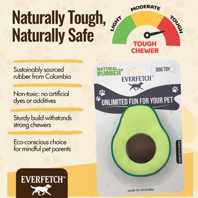 Show full view: EVERFETCH Natural Rubber Avocado Pool Floatie Peanut Butter Scented Dog Chew Toy slide 4 of 6