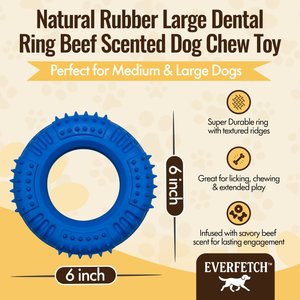 EVERFETCH Natural Rubber Lickable Dental Ring Beef Scented Dog Chew Toy