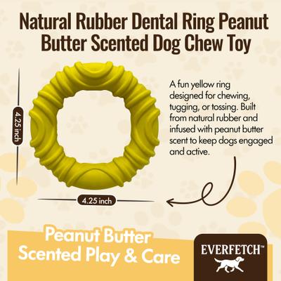 Show full view: EVERFETCH Natural Rubber Dental Ring Peanut Butter Scented Dog Chew Toy slide 2 of 6