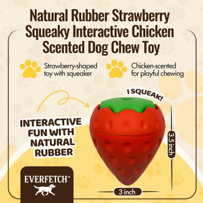 Show full view: EVERFETCH Natural Rubber Strawberry Squeaky Interactive Chicken Scented Dog Chew Toy slide 2 of 6