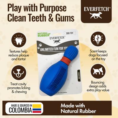 Show full view: EVERFETCH Natural Rubber Dental Bowling Pin Treat-Holder BBQ Scented Dog Chew Toy slide 3 of 7