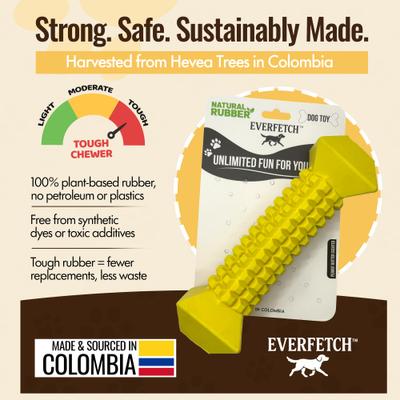 Show full view: EVERFETCH Natural Rubber Textured Dental Stick Peanut Butter Scented Dog Chew Toy slide 5 of 7