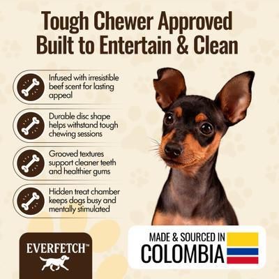 Show full view: EVERFETCH Natural Rubber Hockey Disc Treat-Dispenser Beef Scented Dog Chew Toy slide 3 of 6