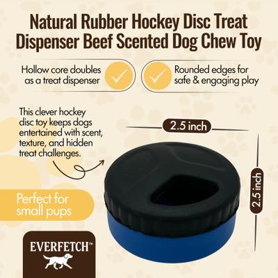 Show full view: EVERFETCH Natural Rubber Hockey Disc Treat-Dispenser Beef Scented Dog Chew Toy slide 2 of 6