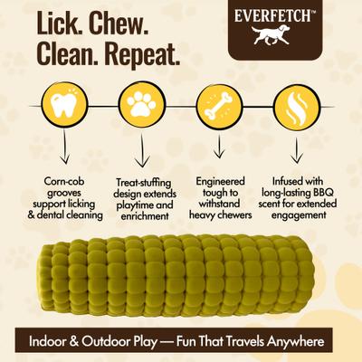 Show full view: EVERFETCH Natural Rubber Corn Lickable Treat-Holder BBQ Scented Dog Chew Toy slide 4 of 7