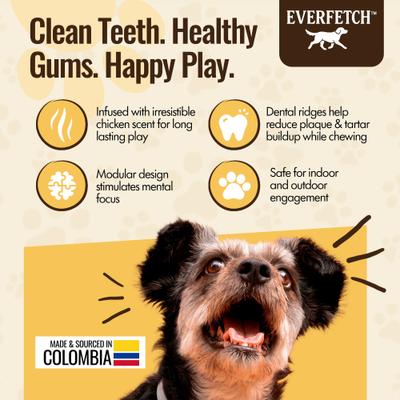 Show full view: EVERFETCH Natural Rubber Modular Dental Ball Chicken Scented Dog Chew Toy slide 4 of 7
