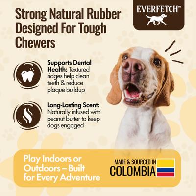 Show full view: EVERFETCH Natural Rubber Dental Bone Peanut Butter Scented Dog Chew Toy slide 3 of 6