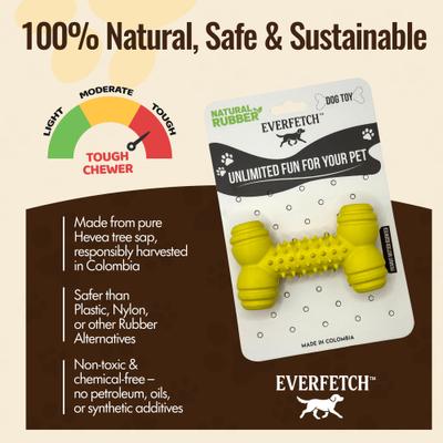 Show full view: EVERFETCH Natural Rubber Dental Bone Peanut Butter Scented Dog Chew Toy slide 4 of 6