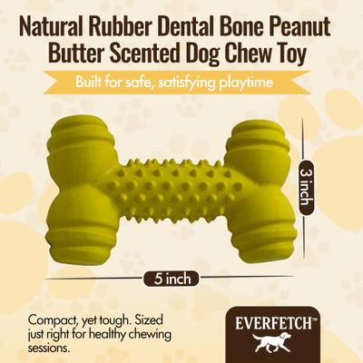 Show full view: EVERFETCH Natural Rubber Dental Bone Peanut Butter Scented Dog Chew Toy slide 2 of 6