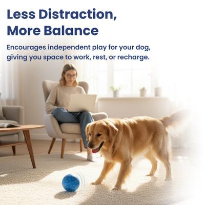 Show full view: PawsPik Smart Bounce Interactive Dog Toy, Blue, Small slide 7 of 10