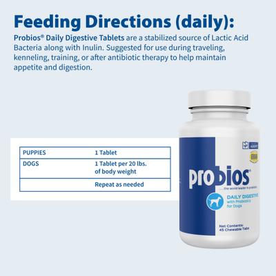 Show full view: Probios Daily Digestive Dog Tabs Supplement, 45 count slide 5 of 12