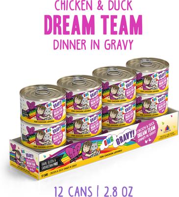 Show full view: BFF OMG Dream Team! Chicken & Duck in Gravy Wet Canned Cat Food, 2.8-oz can, case of 12 slide 3 of 12