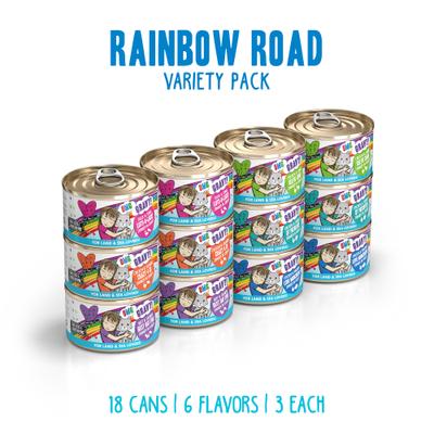 Show full view: BFF OMG Rainbow Road Variety Pack Grain-Free Canned Cat Food, 2.8-oz, pack of 12 slide 3 of 13