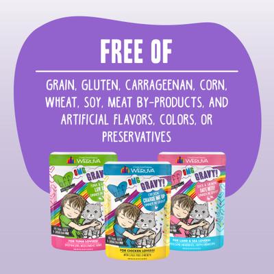 Show full view: BFF Tuna & Salmon Sweet Cheeks Dinner in Gravy Wet Cat Food Pouches, 3-oz, case of 12 slide 8 of 13