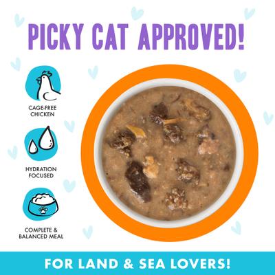 Show full view: BFF OMG Purr-Fect Plannin'! Chicken, Turkey & Salmon Dinner in Gravy Grain-Free Cat Food Pouches, 2.8-oz, pack of 12 slide 5 of 13