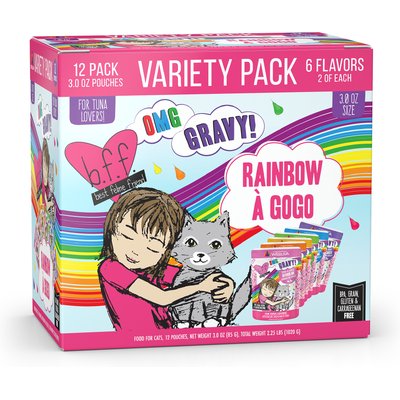 BFF BFF Rainbow A Gogo Variety Pack Wet Cat Food Pouches, 3-oz, case of 12