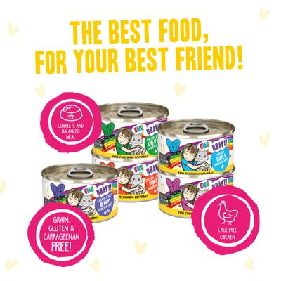Show full view: BFF OMG Best Feline Friend Oh My Gravy! Yahoo Yellows! Variety Pack Grain-Free Wet Cat Food, 2.8-oz can, case of 12 slide 9 of 13