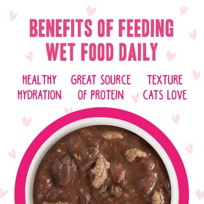 Show full view: BFF OMG Best Feline Friend Oh My Gravy! Tickle Me Pinks! Variety Pack Grain-Free Wet Cat Food, 2.8-oz can, case of 12 slide 7 of 13