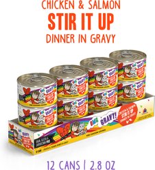 BFF OMG Stir It Up! Chicken & Salmon in Gravy Wet Canned Cat Food, 2.8-oz can, case of 12 slide 2 of 8