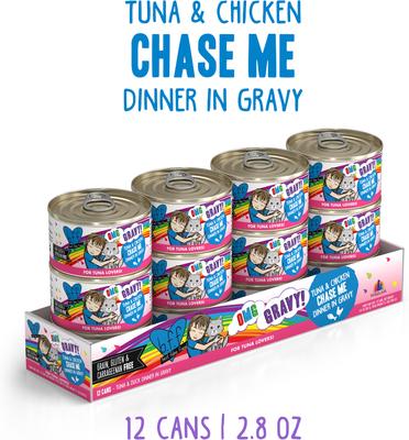 Show full view: BFF OMG Chase Me! Tuna & Chicken Flavor Wet Canned Cat Food, 2.8-oz can, case of 12 slide 3 of 11