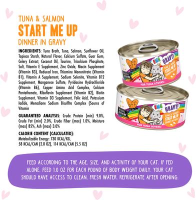 Show full view: BFF OMG Start Me Up! Tuna & Salmon Flavor Minced Grain-Free Wet Cat Food, 2.8-oz can, case of 12 slide 5 of 13