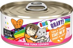 BFF OMG Start Me Up! Tuna & Salmon Flavor Minced Grain-Free Wet Cat Food, 5.5-oz can, case of 8