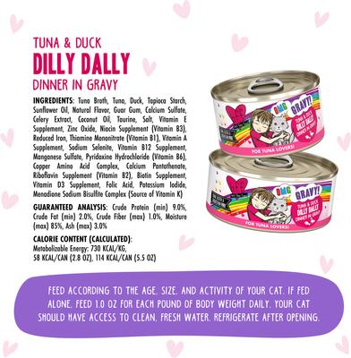 Show full view: BFF OMG Dilly Dally! Tuna & Duck Flavor Wet Canned Cat Food, 2.8-oz can, case of 12 slide 5 of 11