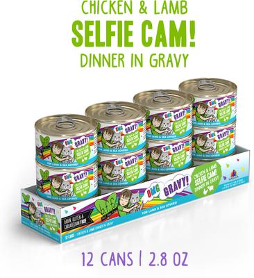 Show full view: BFF OMG Selfie Cam! Chicken & Lamb Dinner in Gravy Grain-Free Canned Cat Food, 2.8-oz, case of 12 slide 3 of 12