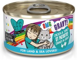 BFF OMG QT Patootie! Chicken & Turkey Dinner in Gravy Grain-Free Wet Cat Food, 2.8-oz, case of 12